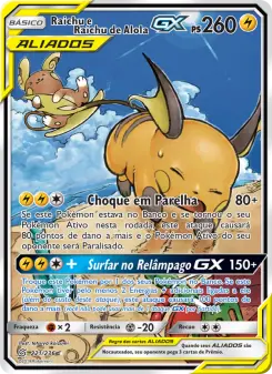 Carta Raichu e Raichu de Alola GX